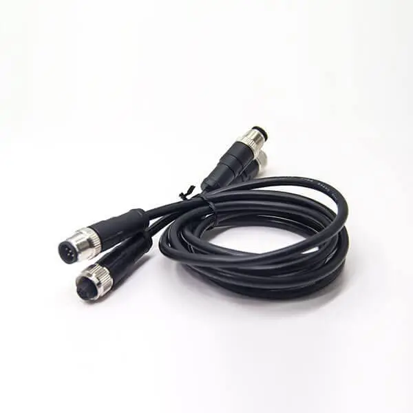 M12 Female 6Pin Connector C Code To Male Cable Crodset 0.5M AWG24