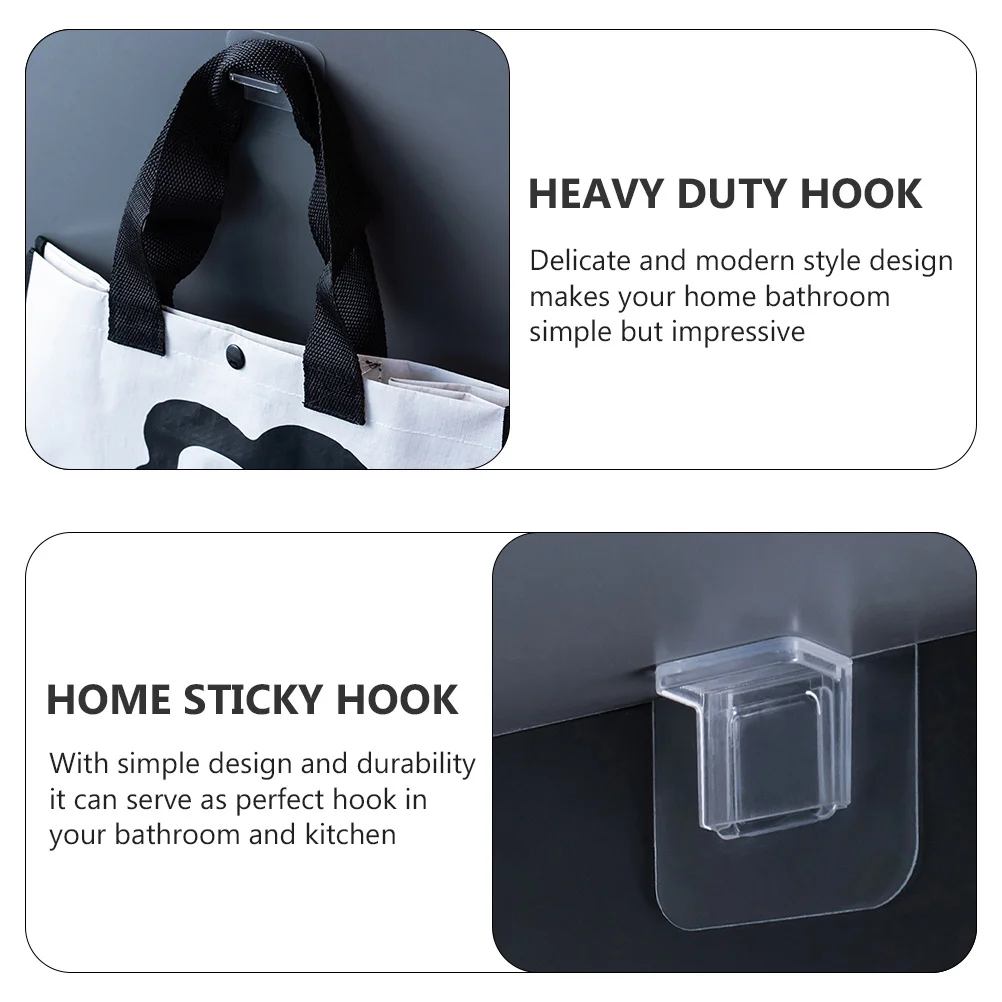 

8Pcs Heavy Duty Adhesive Hooks Multi-Functional Bathroom Kitchen Storage Hanger Simple Design Strong Capacity Home Sticky Hook