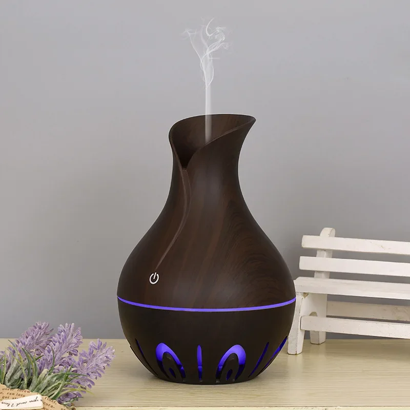USB Electric Air Humidifier 130ML Mini Wood Grain Aroma Diffuser Essential Oil Aromatherapy Cool Mist Maker With LED For Home