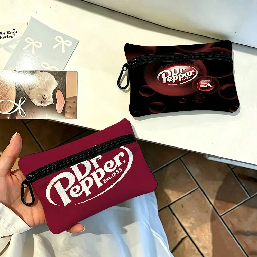 D-Dr P-Pepper Soda Logo Waterproof Oxford Cloth Zipper Wallet Portable Hanging Small Coin Purse For Travel