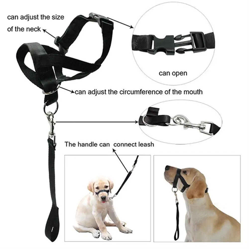 Adjustable Anti barking Non Pull Nylon Leader Harness Dog Head Collar Dog Halter Dog Muzzle