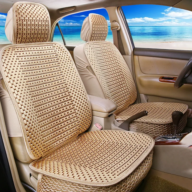 

Universal Ice Silk Full Protect Car Seat Cover Summer Cooling Woven Cushion Automobile Sit Pad Driver S Chair Shell All Seasons