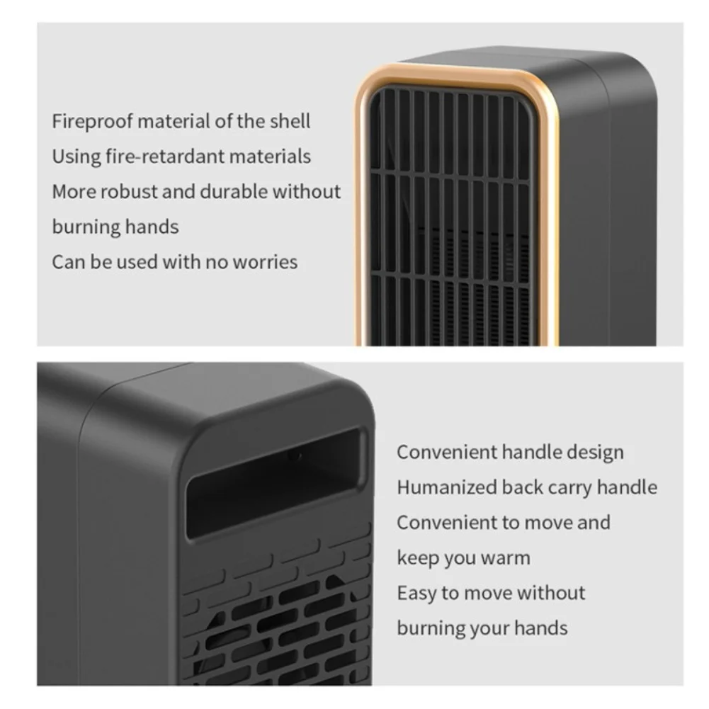 PTC Vertical Fan Heater Energy Saving Three Fan Speeds Overheat and Tilt Protection with Automatic Shut Off Safety