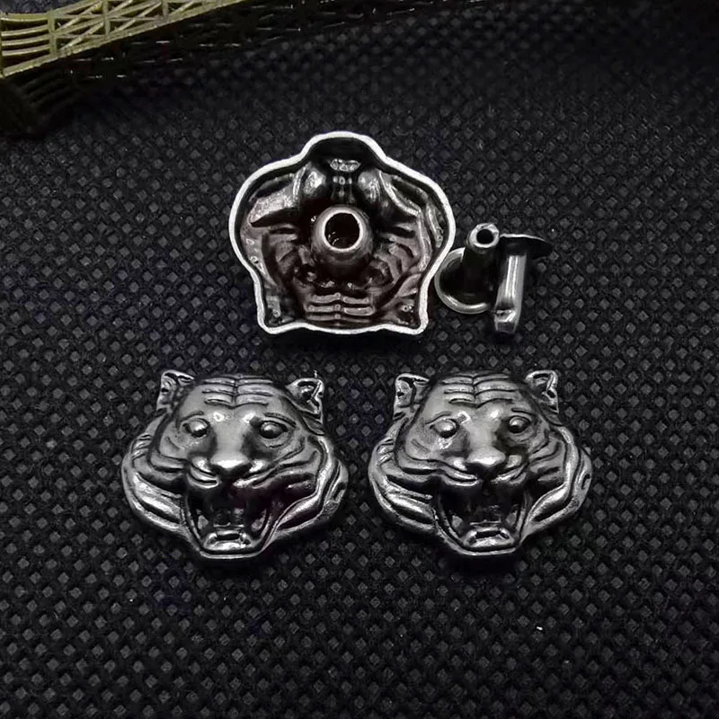 5 Pcs Tiger Head Rivets Studs Spike Retro Conchos Metal Rivet Tack Leather Craft Bag Belt Clothes Decor DIY Sewing Accessory