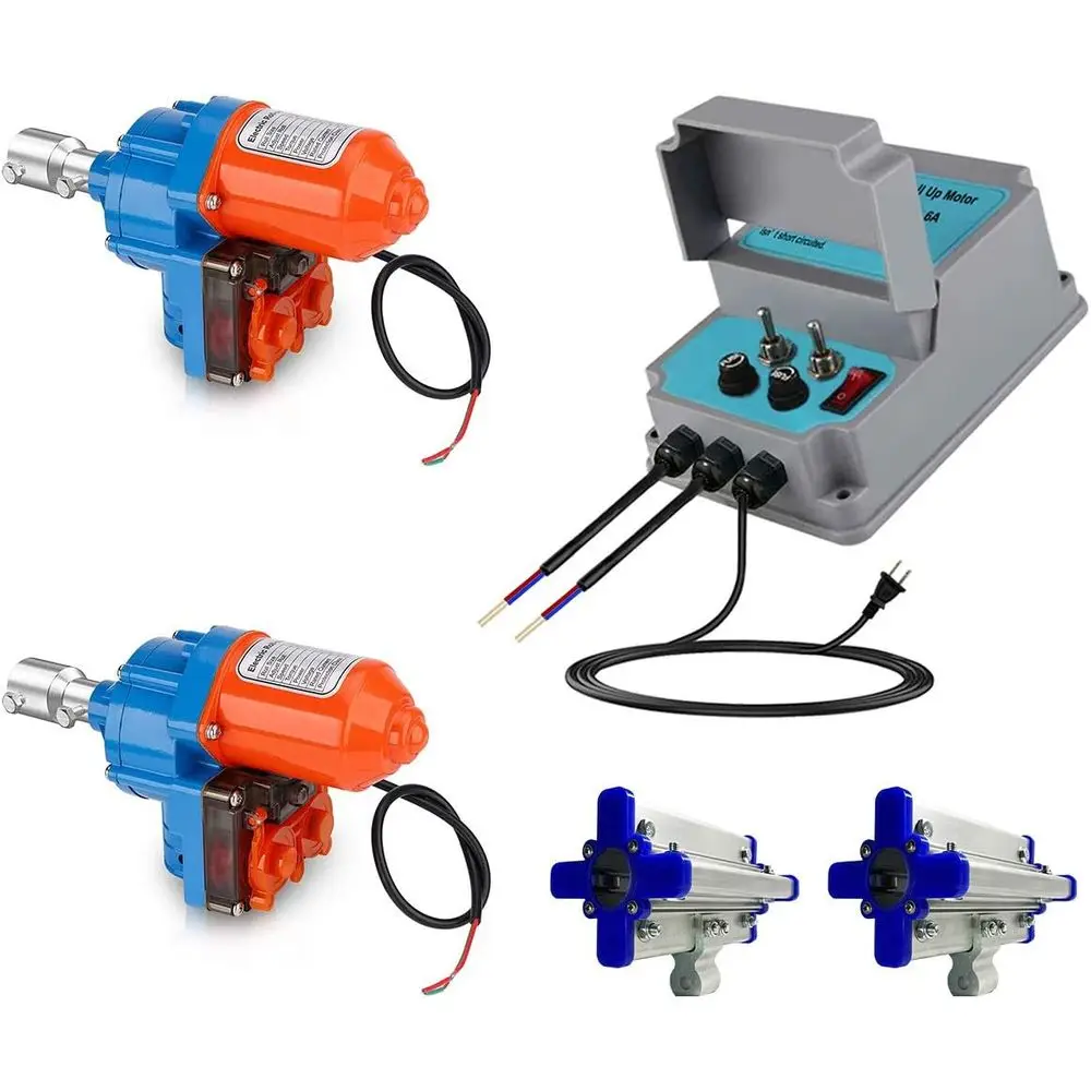 

Greenhouse ilm Roll Up Motwith Limit Switch and (2 Packs) + Transormer Controller Joint Box (AC110V to DC24V) or Chicken Coop Gr