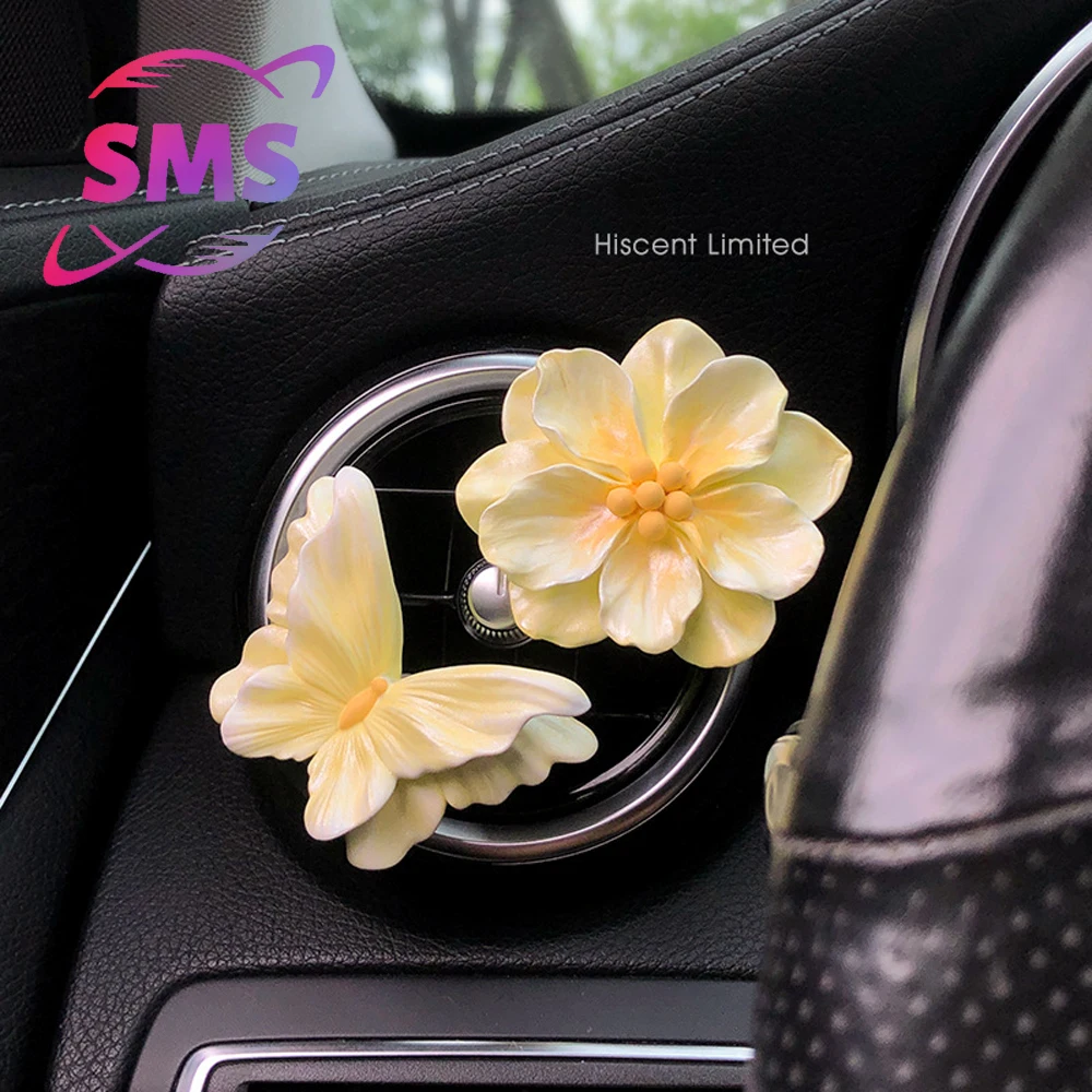 

Butterfly Love Flower Car Aromatherapy perfume car air outlet decoration flower, car interior decoration Ornament Diffuser stone