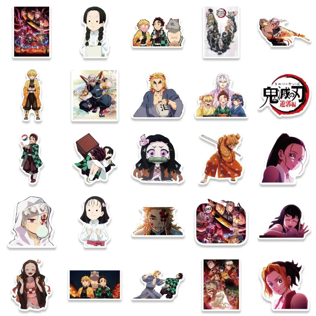 50PCS Demon Slayer Kimetsu no Yaiba: Yuukaku-hen Anime Cartoon Stickers For Cars Children\'s toy Decal Luggage Laptop