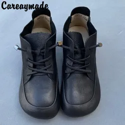 Careaymade-stivali corti in vera pelle fatti a mano al 100% cintura elastica su scarpe casual da donna scarpe Vintage in pelle con testa grande Martin