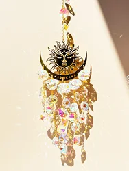 1pc Flame Sun Smiley Crystal Suncatcher, Glass Prism Suncatcher, Window Sticker Hanging Decoration, Feng Shui Home Decoration