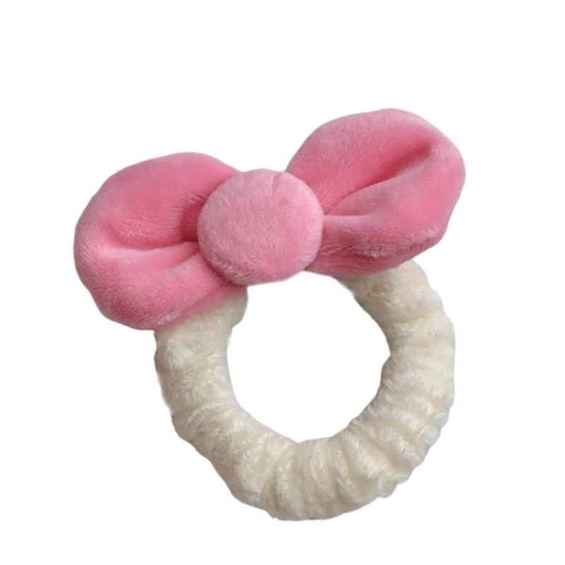

5asd Plush Bowtie Hair Clip for Women Girl Sweet Pinkness Scrunchie Hair Barrette Side Clip Hair Bows Hair Shaping Ornament