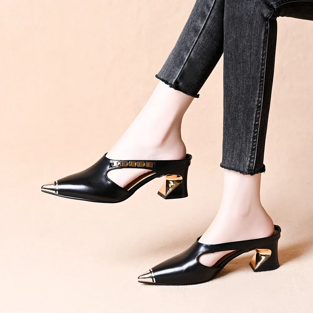 

Новые роскошные женские мюли на массивном каблуке с квадратным носком, модные летние шлепанцы для вечеринок 2026 года