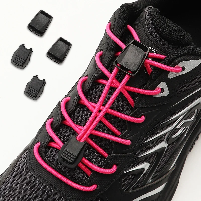 1Pair/2Pair New Sneakers Elastic Laces No-Tie Shoe Lace Fastener Press Spring Lock Shoelace Buckle Kids & Adults