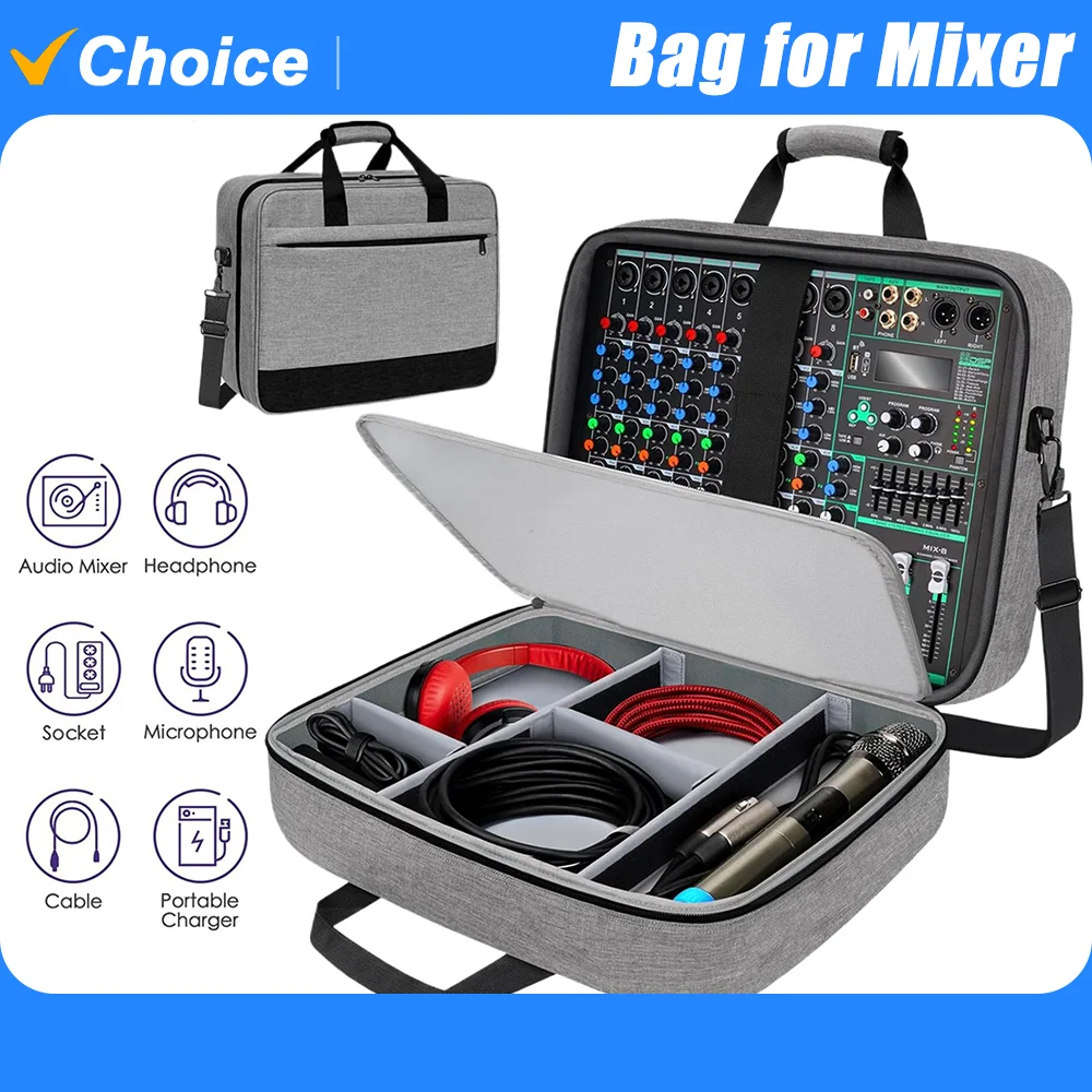 Audio Mixer Bag Large Recording Equipment Bag with Adjustable Storage Sound DJ Mixer Protective Bag Compact Audio DJ Mixer Case