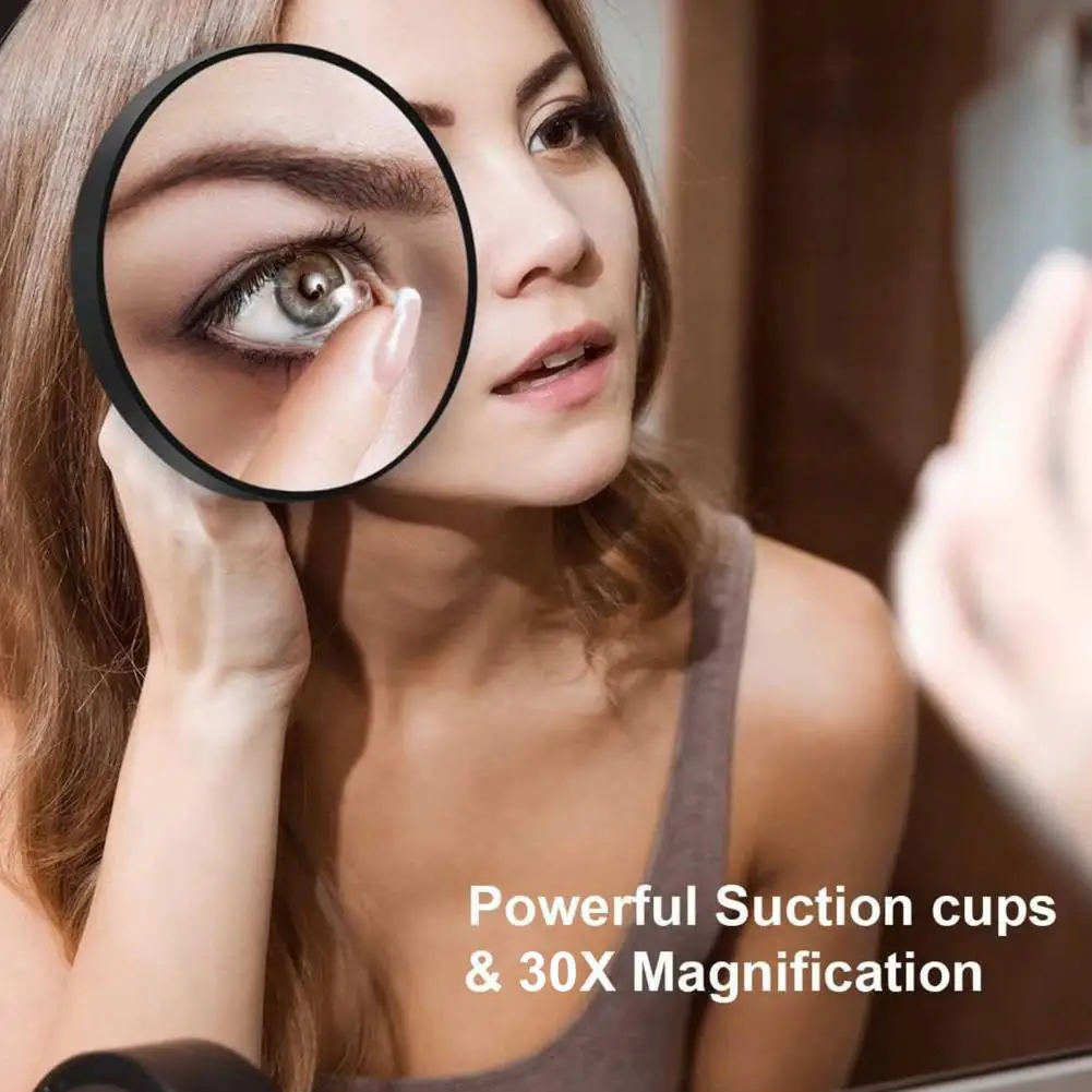 8.5cm Cosmetic Mirror Portable 30X Magnifying Cosmetic Mirror Suction Cup Tweezers Included Magnifier Makeup Mirror For Travel