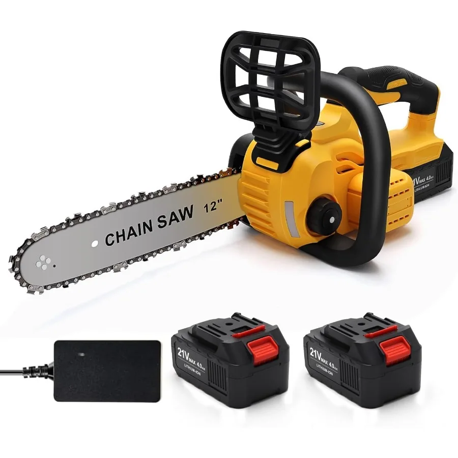 

Cordless 12 Inch Electric Chainsaw for Outdoor Tree Trimming and Logging Handheld Brushless Design with Tool-Free Chain Tension
