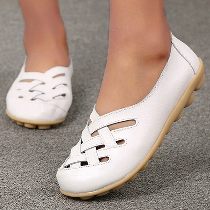 Shoes For Women 2024 Summer Flat Shoes Soft Leather Loafers Women\'s Moccasins Ballet Flats Casual Nursing Zapatos Mujer Elegant