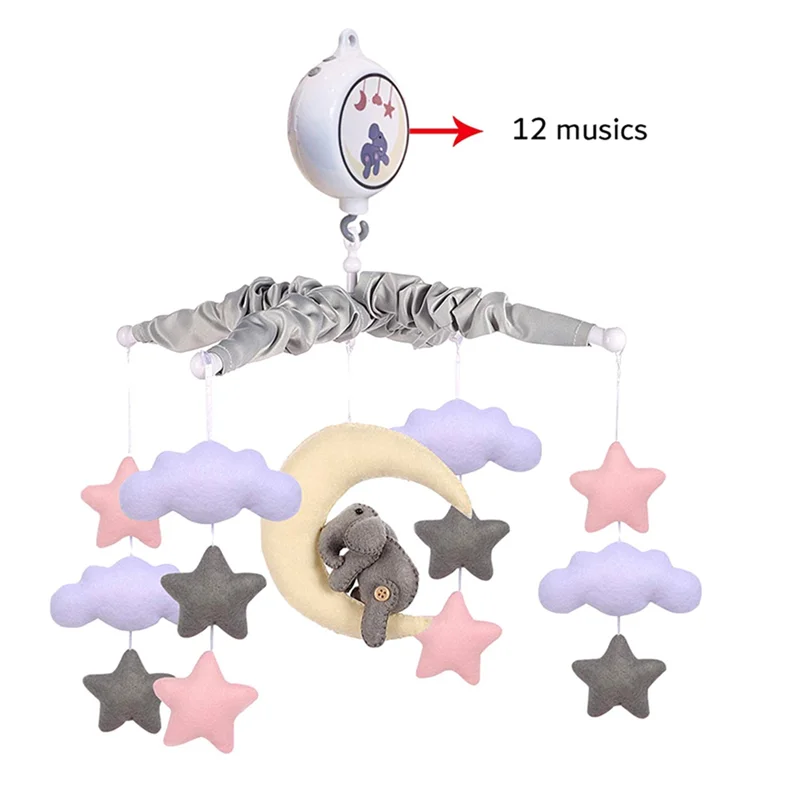 A19Q-Baby Mobile For Crib Crib Mobile For Boys Girls 12 Lullabies Digital Musical Box Baby Mobile Rattles Nursery Decor