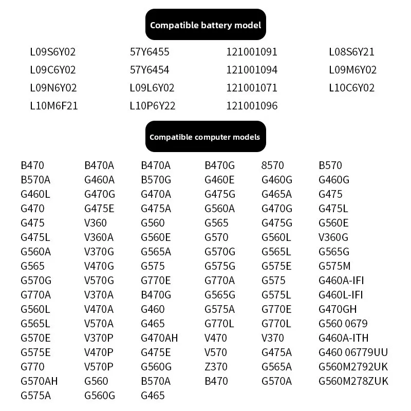 بطارية بديلة جديدة لجهاز Lenovo G460 - Z470 |   11.1 فولت 4200 مللي أمبير |   6 - كور L09S6Y02 |   عالية الأداء وموثوقة