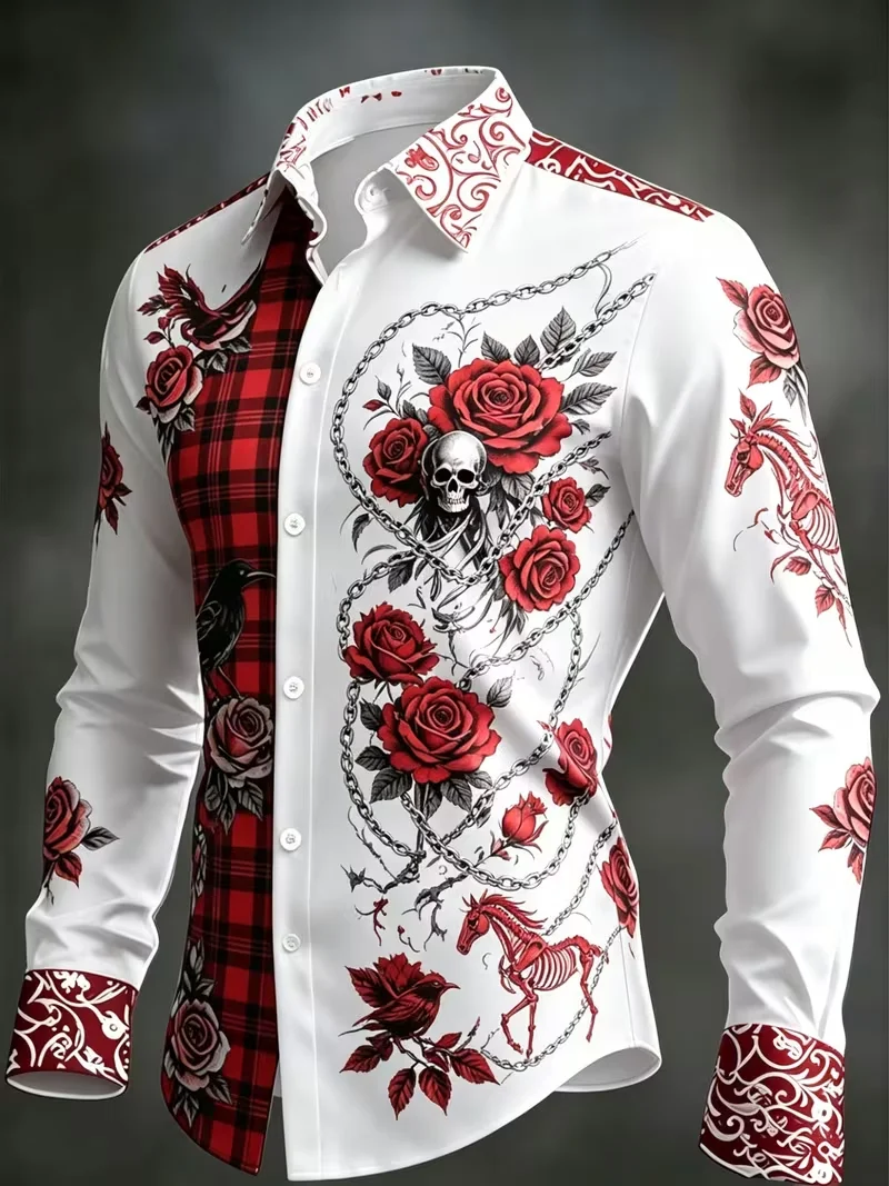 New atmospheric men's top with shiny satin sole, dark green white fluid ink marble print, slim fit long sleeved shirt