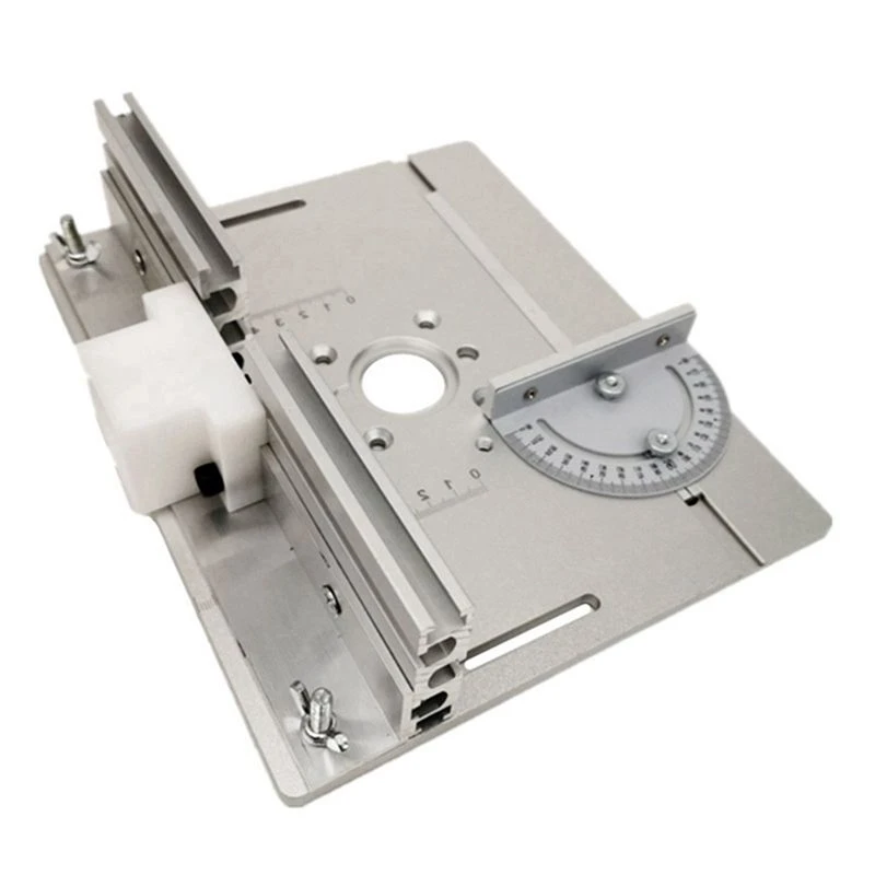 A02F-Router Table Insert Plate Miter Gauge For Woodworking Benches Table Saw Multifunctional Trimmer Engraving Machine-Silver