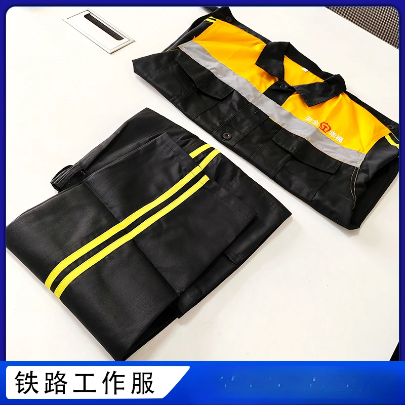 

Dispatcher Work Clothes Thin Long-Sleeve Suit with Reflective Stripe Embroidery Railway Work Clothes Suit