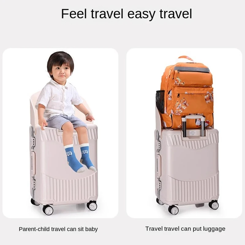 Mother Baby Suitcase Trolley Case Lazy Walking Children Can Sit and Ride Luggage Aluminum Frame 20/24 Inch Suitcase Trip Cabin