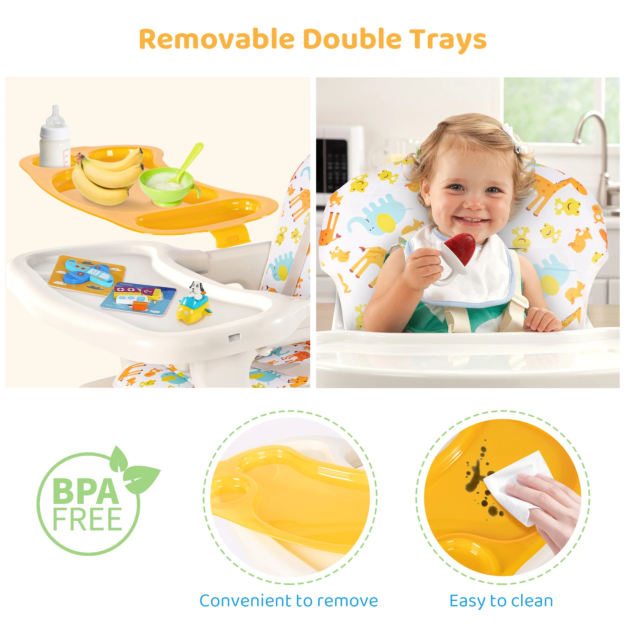 Sejoy High Chair for Baby Toddler Chair Highchairs with Adjustable Seat Back Detachable Seat Cushion for Baby Infants Toddlers