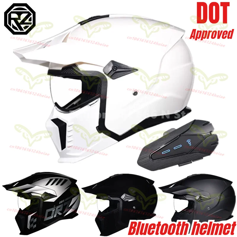 

ORZ Modular Motorcycle Helmet Flip-Up Full Face Bluetooth Helmet Detachable Visor Motorbike Racing Helmet DOT Approved
