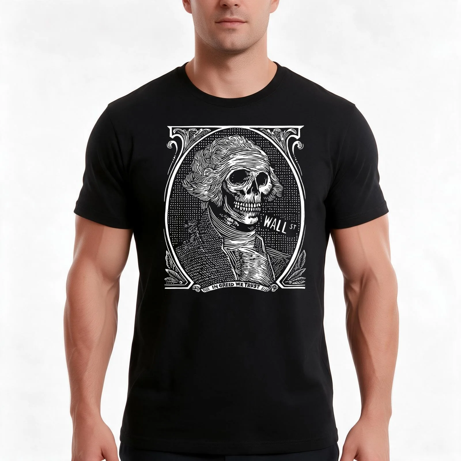 IN GREED WE TRUST T-Shirt Summer Casual Cotton Tee Oversized Streetwear Tops Vintage Graphic Print Loose Fit Short Sleeve
