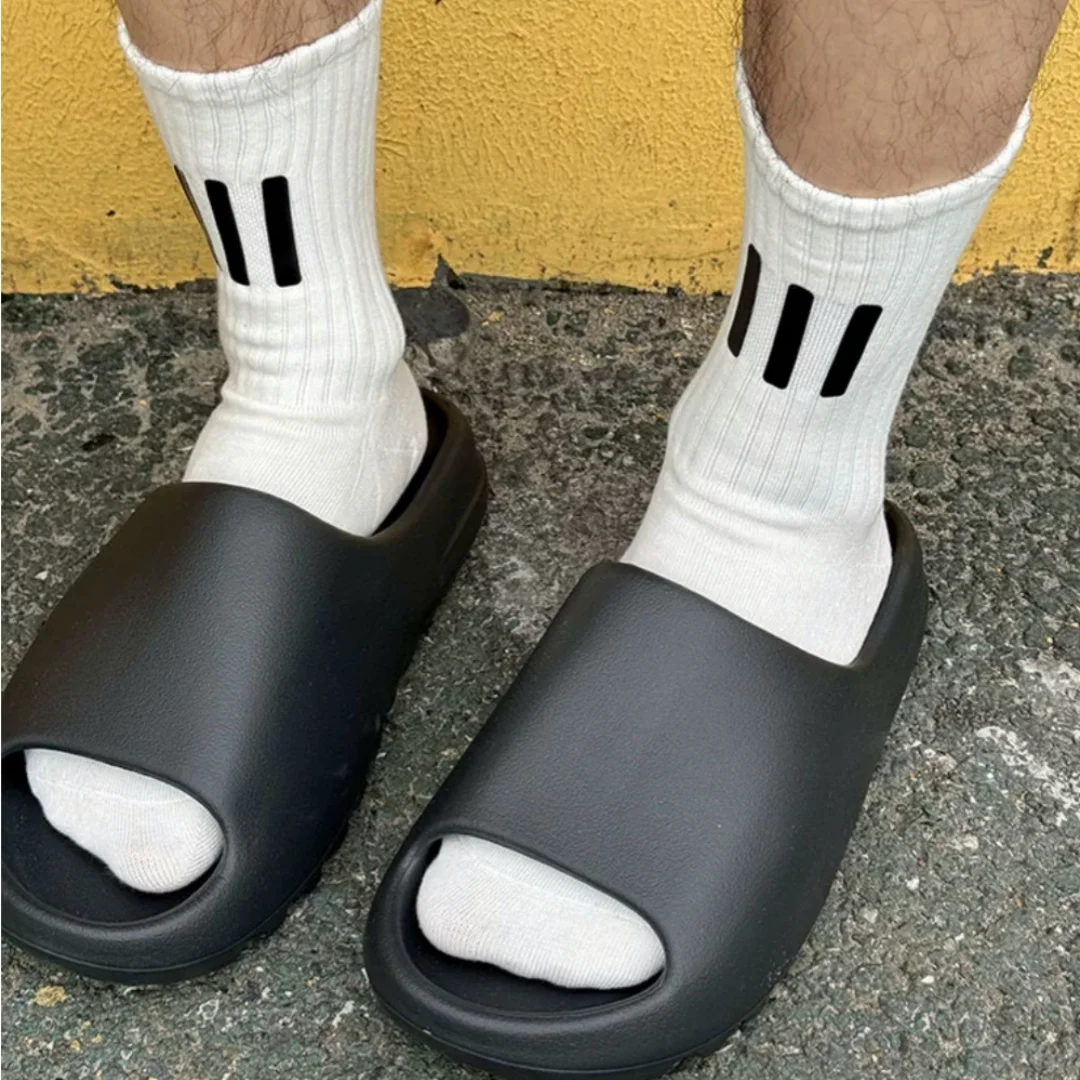 جوارب رجالية ثلاثية الأبعاد طباعة سيليكون قطن رياضة الهيب هوب كرة السلة سكيت أبيض/أسود بالجملة 3 زوج/صندوق #5