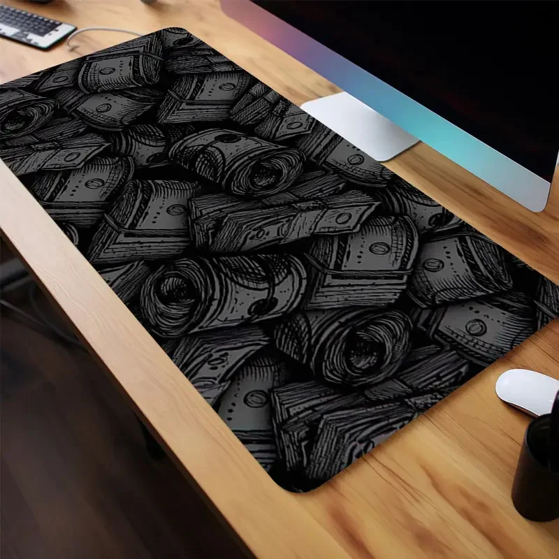 Fashion Cool Dollar Mouse Pad Long Non-slip Waterproof Black And White Mouse Pad Office Classic Game Table Mat