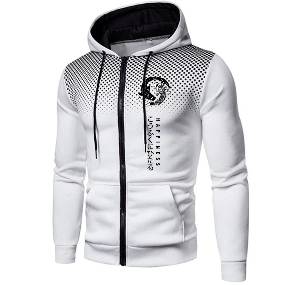 

Мужская куртка на молнии для бега, повседневные толстовки с принтом, спортивные штаны, повседневная офисная домашняя мужская одежда, пальто с капюшоном в круглый горошек