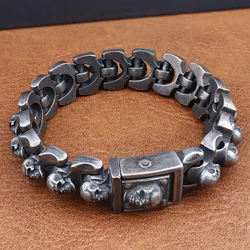 Stainless Steel Gothic Men's Skull Bracelet Fashion Domineering Skull Bangle Punk Hip Hop Motorcycle Amulet Jewelry Dropshipping