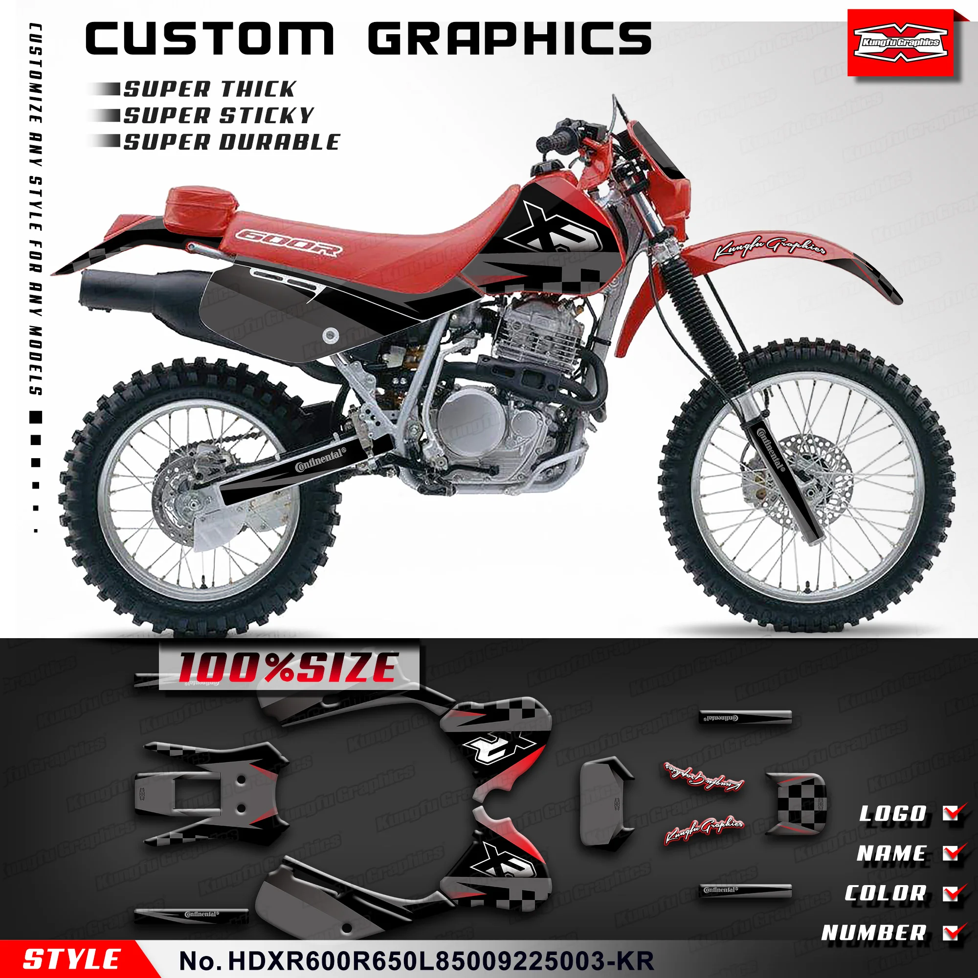 

KUNGFU GRAPHICS Sticker Sheet for HONDA XR600R XR650L XR 600R 650L 1985-2025 Wrap Design, HDXR600R650L85009225003-KR