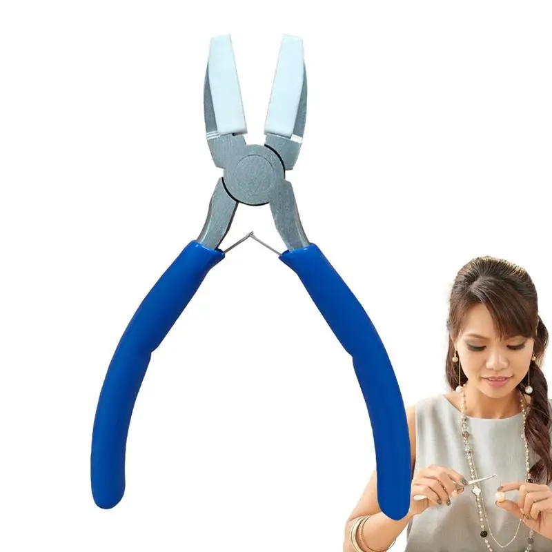 Nylon Maxila Alicate com Almofada de Resina para Torção Nariz Cadeia Macia Alicate Nariz Liso Aço Carbono Anti-slip Handle Jóias Diy