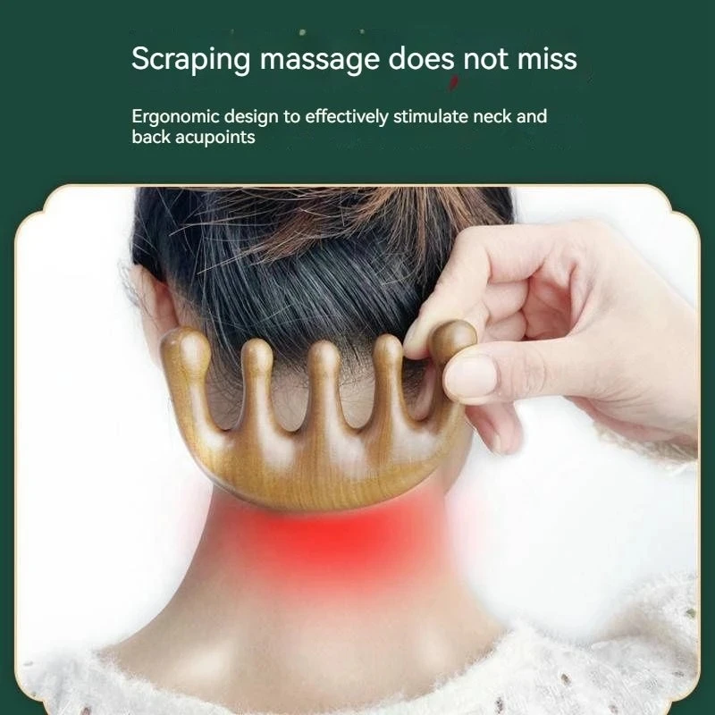 Meridian Massage Comb Five-Tooth Handleless Chinese Acupuncture Head Comb Blood Circulation Sandalwood Scalp Meridian Comb