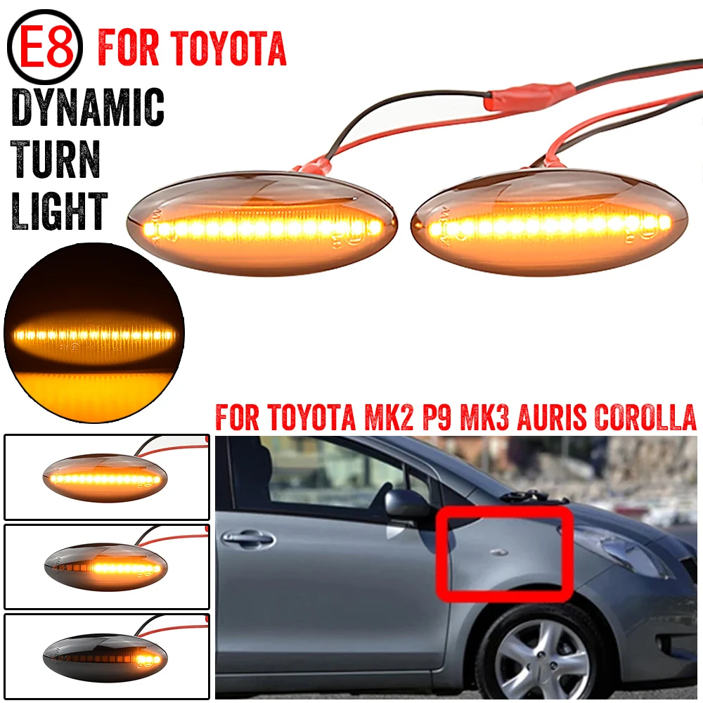

2X For Toyota Yaris COROLLA Auris Mk1 E15 RAV4 Mk3 Dynamic Led Turn Signal Side Marker Lights Sequential Blinker Lamps 2pcs