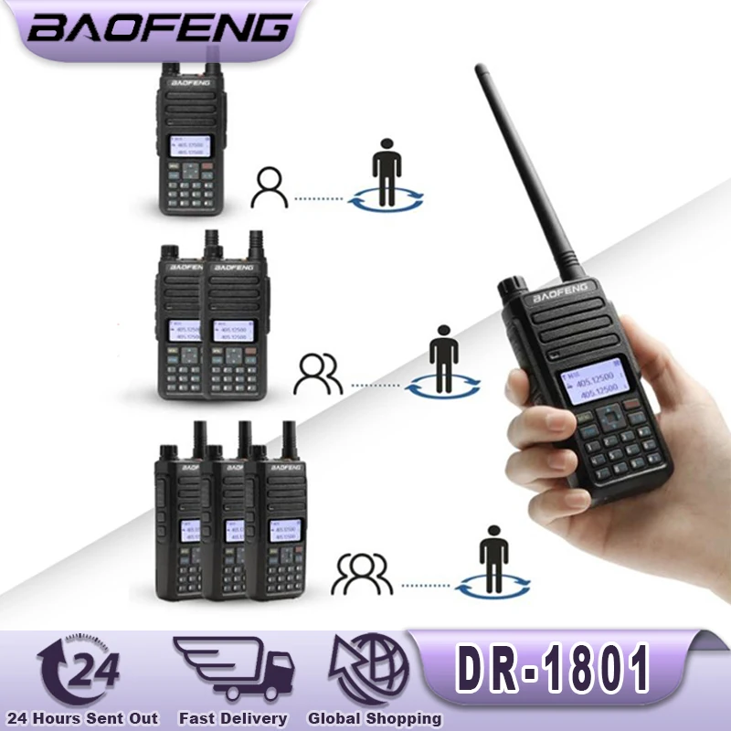 Baofeng DR-1801 Walkie Talkie Tier 1 + 2 Dual Time Slot Digital UV Dual Band 136-174 e 400-470MHz DMR Radio Radio bidirezionale DM-1801