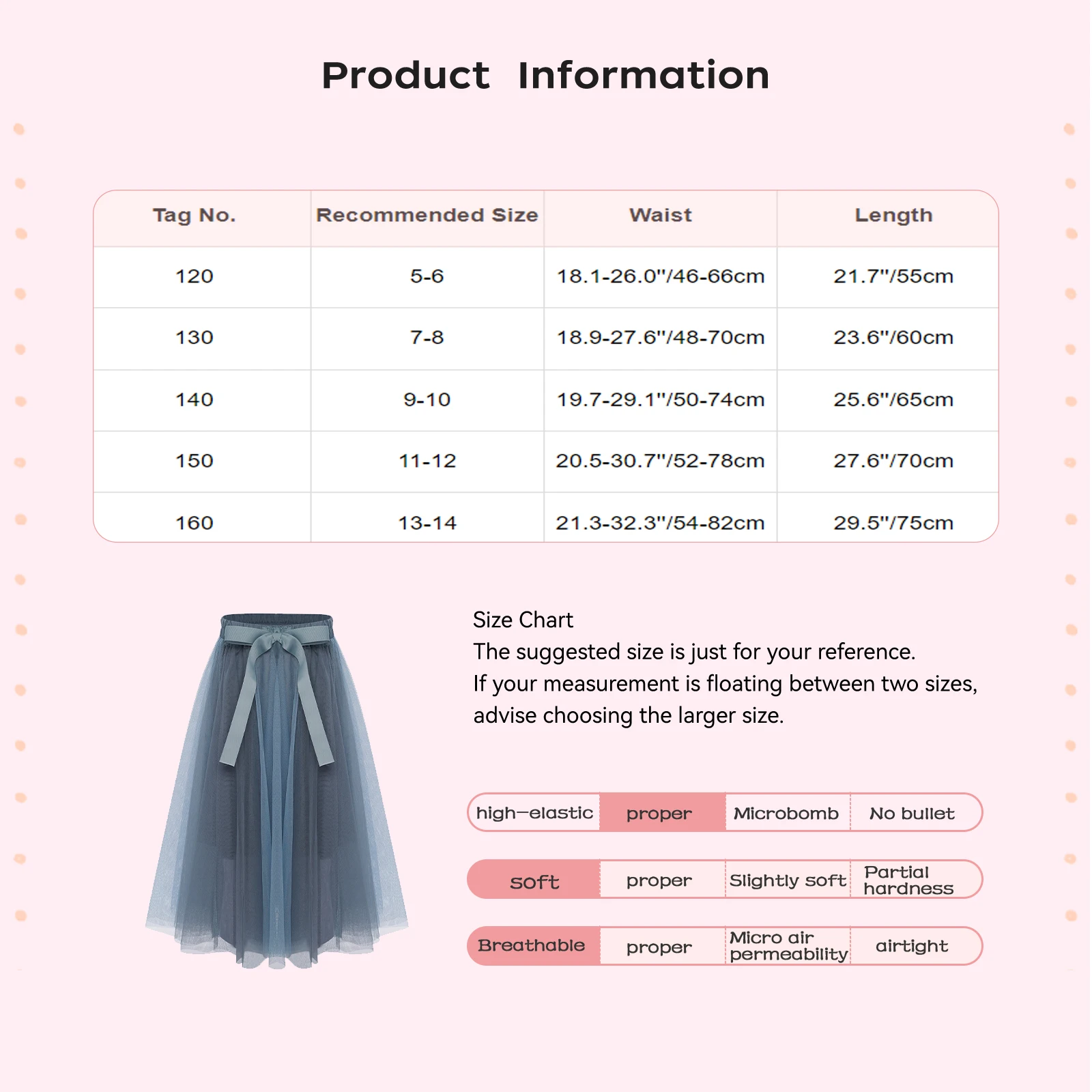 Kids Mesh Wedding Skirt Children's Clothing Girls Princess Color Block Tulle Casual Mid-Calf Long Tutu Skirts for 5 To14 Yrs