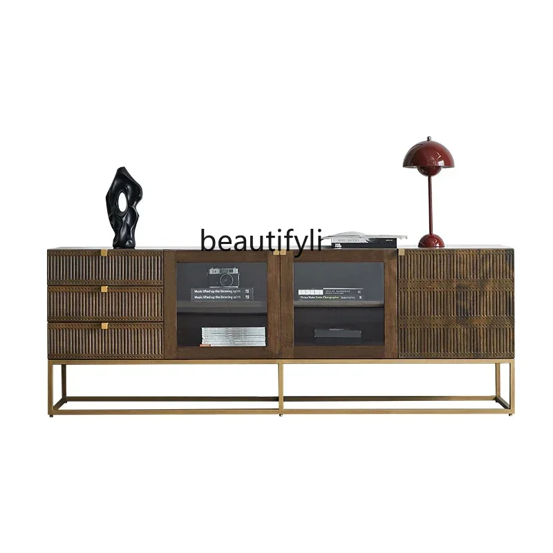 

CC182Скандинавский ретро-свет, роскошный ТВ-шкаф из цельного дерева для гостиной, современный видеошкаф, многофункциональный ТВ-шкаф