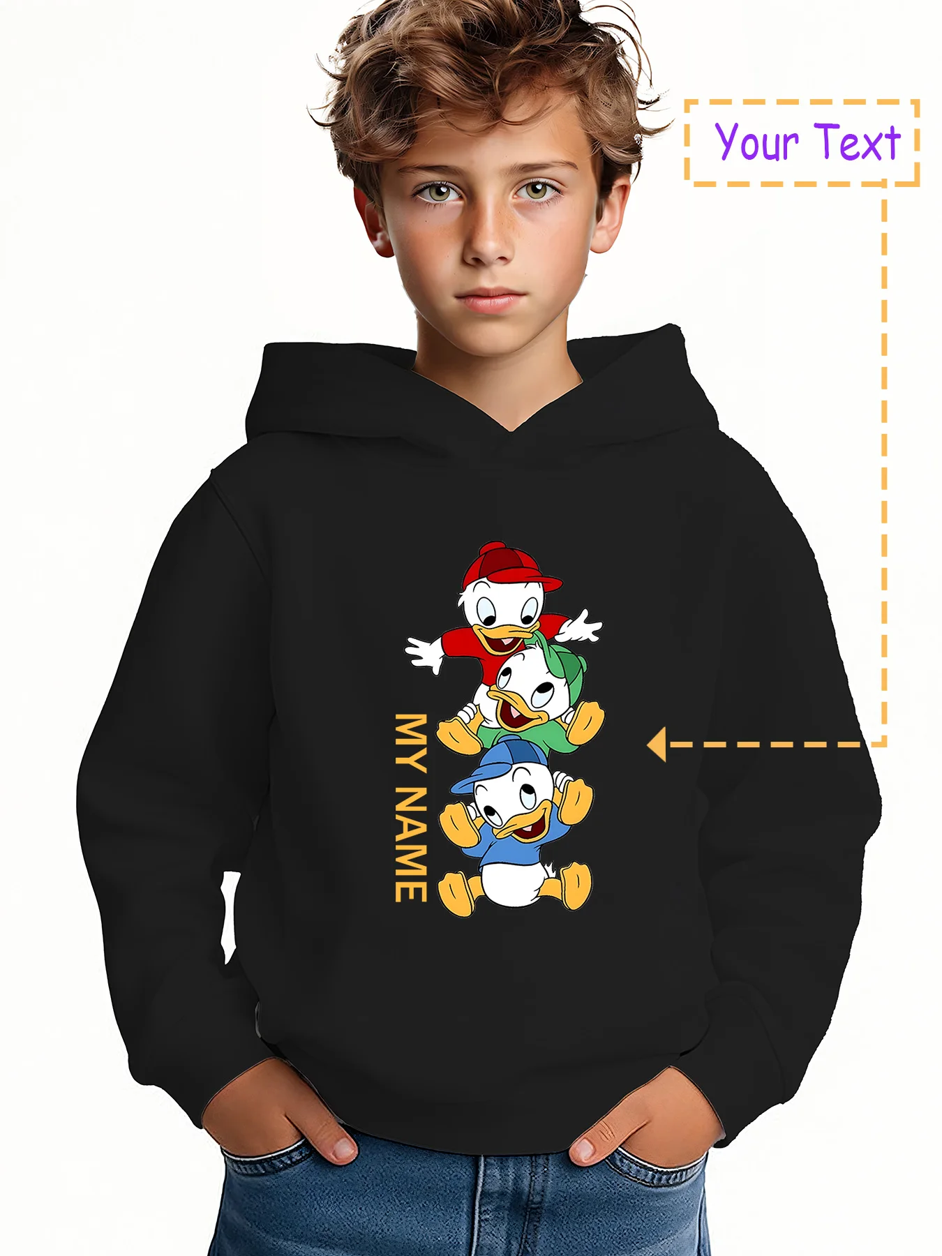 

MINISO Donald Duck and the Three Brothers Boys Hoodie - This fun stacking game features the three Donald Duck brothers in vibran