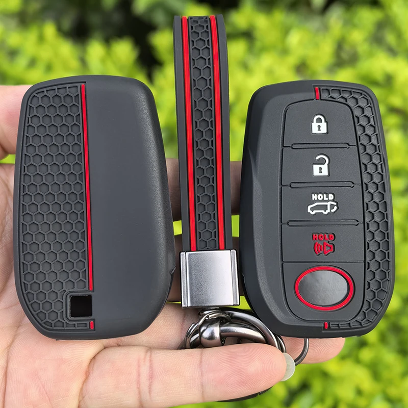 Silikon-Autoschlüsselhülle für Toyota CHR Hilux Fortuner Land Cruiser 200 Camry Corolla Crown RAV4 Highland.