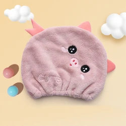 1pc Quick Dry Hair Cap With Cute Cartoon Bear Design - Absorbent Shower Cap For Hair Drying And Styling