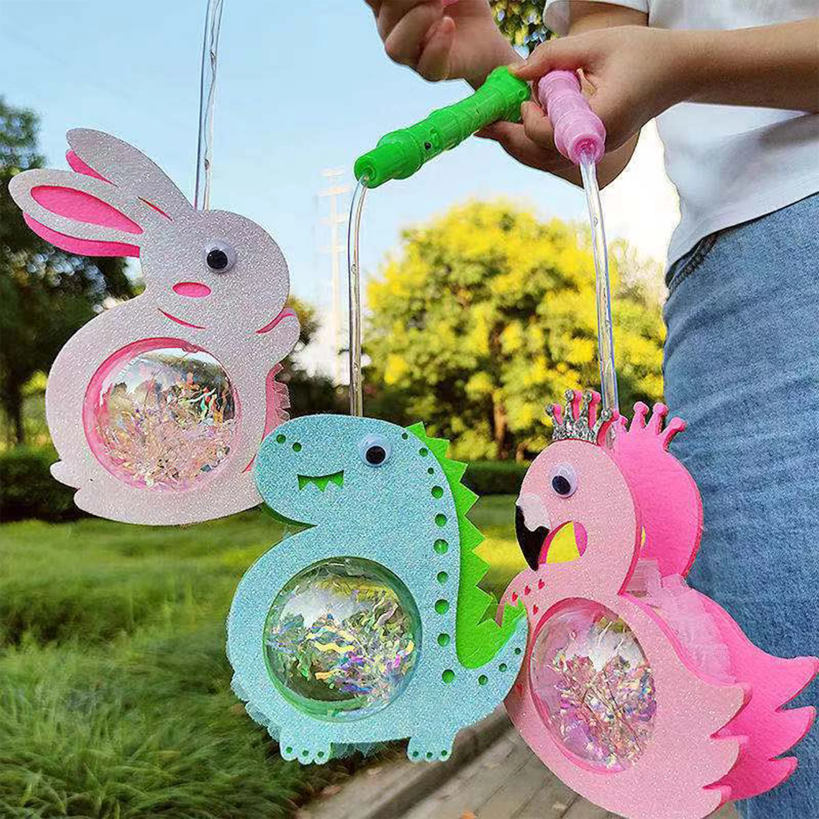 Festival Lantern for Kids LED Cute Cartoon Design Portable Flashing Lantern Toy Decorative Night Lights NIN668