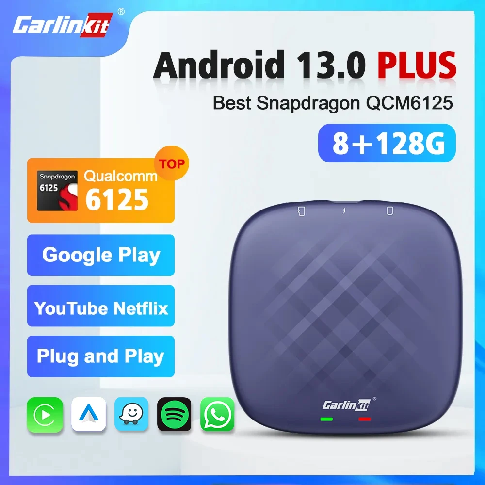 Carlinkit Ultra Android 13 Tv Box 8+128GB For Netflix YouTube QCM 8-Core 665 6125 Wireless CarPlay Android Auto 4G LTE GPS