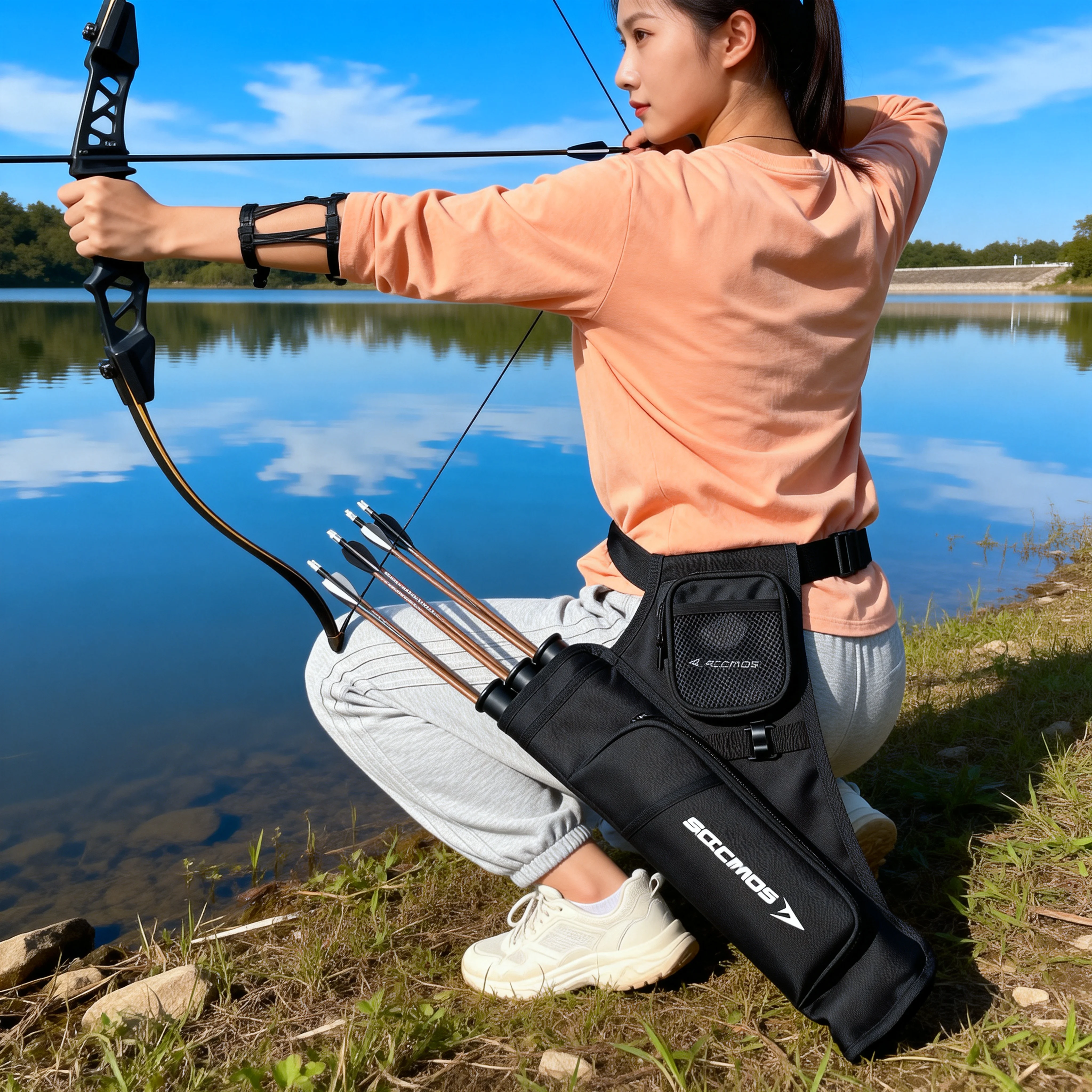 Archery Quiver Bag 4 colour Adjustable Belt 3 tubes Arrow Quiver Arrows for bow Hunting Accessories