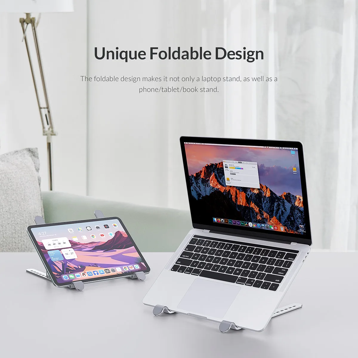 Pengangkat Dudukan Laptop Dapat Disesuaikan Aluminium Penopang Notebook Dapat Dilipat Penopang Komputer Portabel 7 Sudut untuk Tablet MacBook