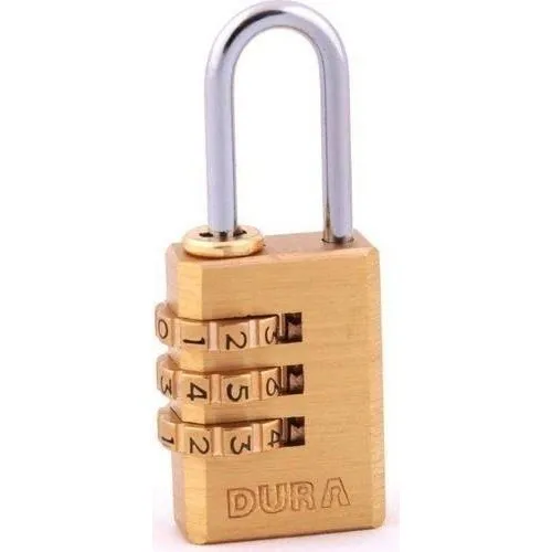 Dura Lock Brass Body Steel Hook Combination Padlock 21 mm Min-1