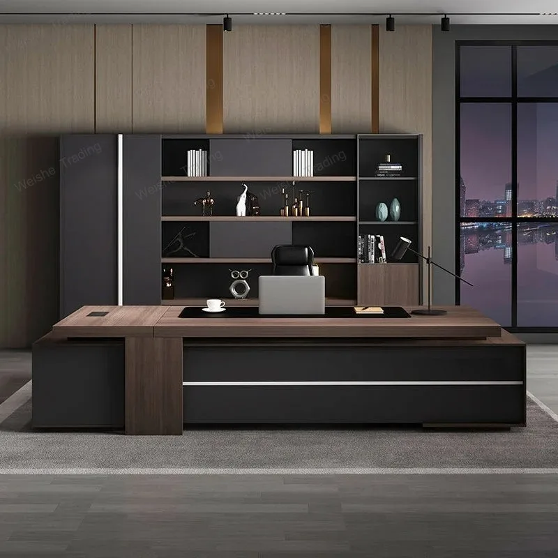 Modular Modern Office Furniture Design Wooden Boss Luxury Desk MDF L-Shaped Desk Suitable For Office Buildings