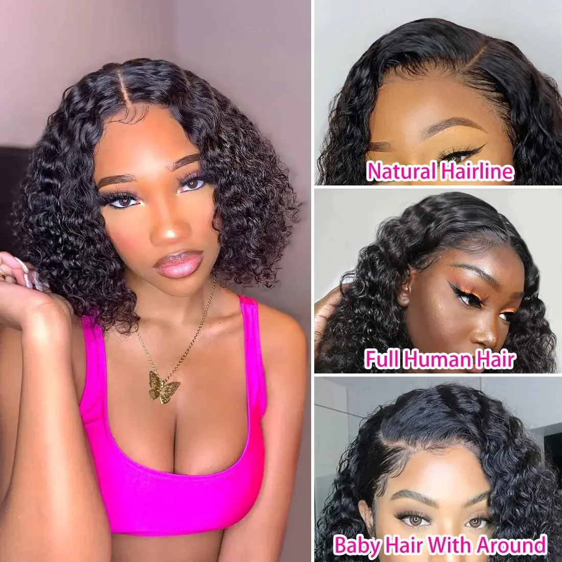 Water Wave Short Bob Curly Human Hair Wig Deep 13x4 HD Lace Frontal Wigs For Women Brazilian Glueless 4x4 Lace Closure Bob Wigs